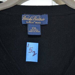 Brooks Brothers, Classic Sweater Vest, V-Neck, Black, XXL